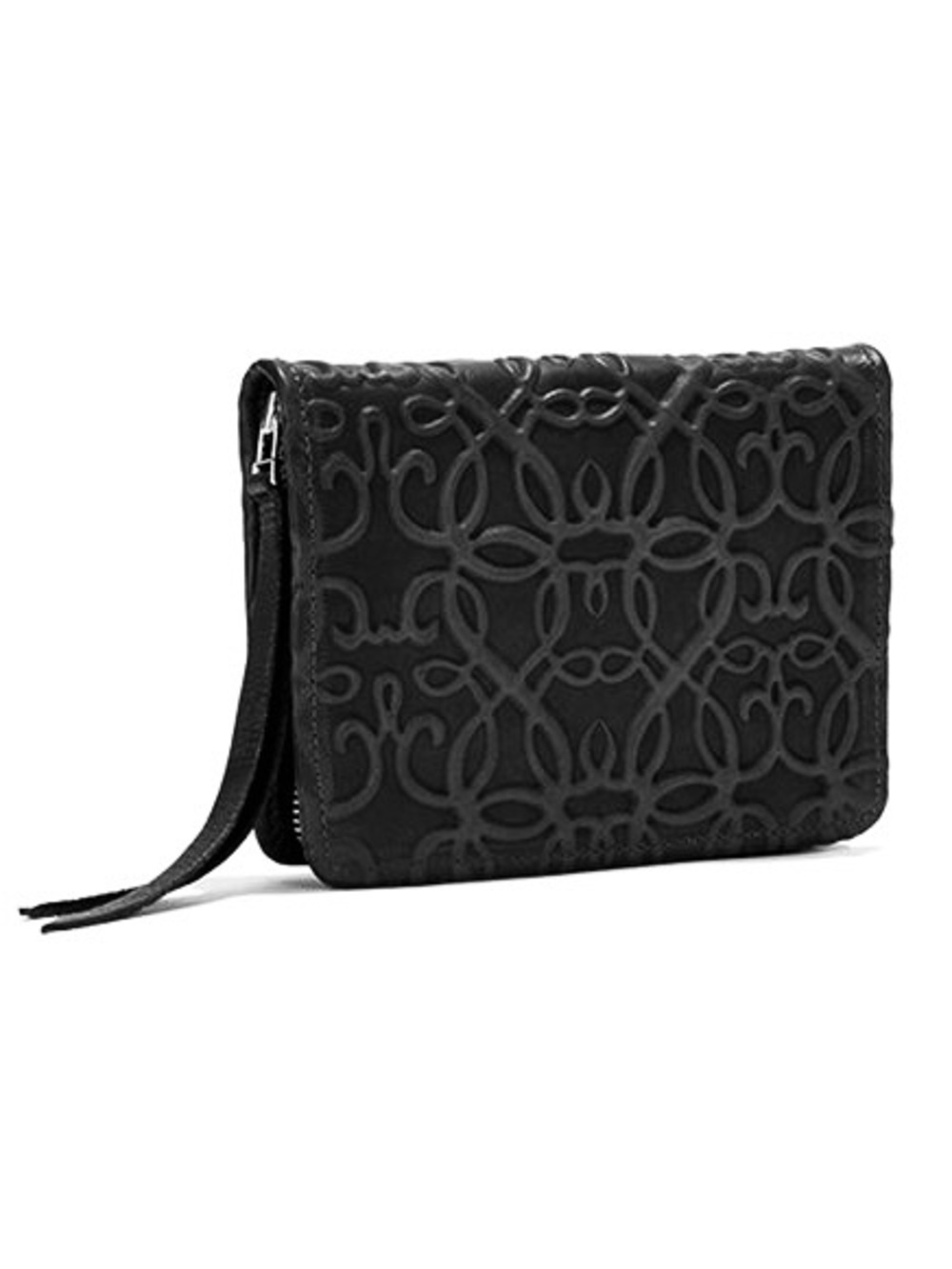 Alex and Ani genuine embossed super soft leather wallet Black in box with bag